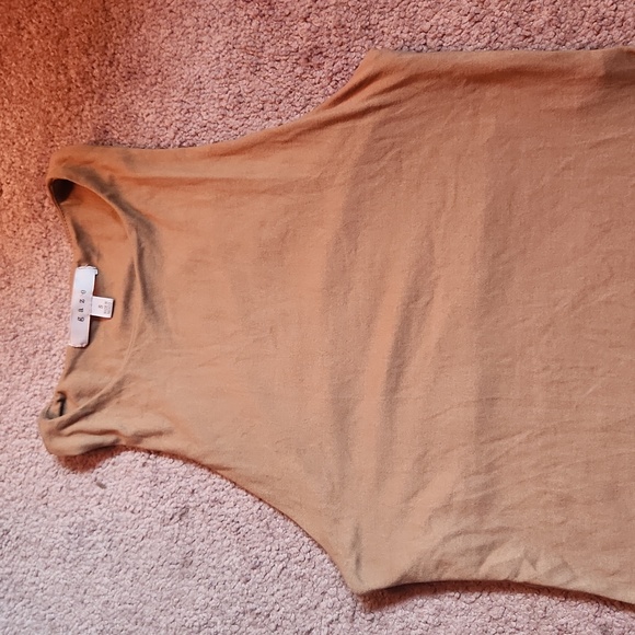 Gaze Brown Body Suit Short Sleeves Tank Top - Picture 2 of 3